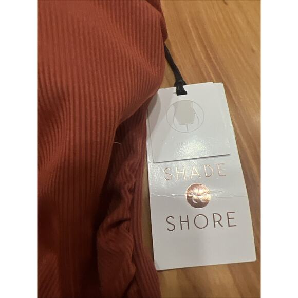 Shade & Shore Shirred Ribbed Bandeau Cheeky One Piece Swimsuit Womens X-small - Picture 6 of 6